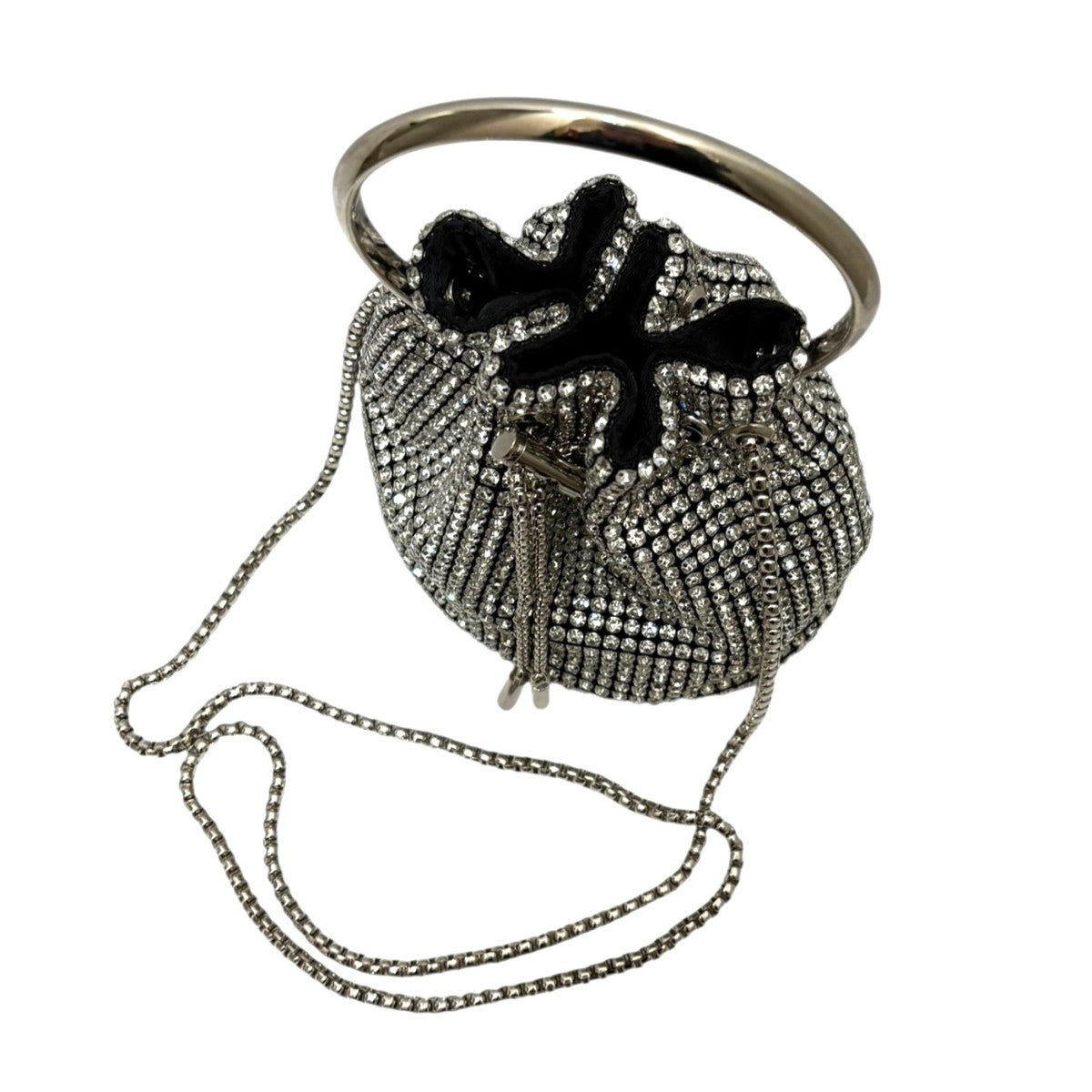 Loulou Willoughby(ルルウィルビー) ビジュー巾着ショルダー グリ