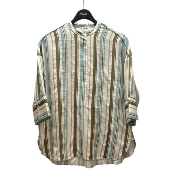 LORO PIANA ストライプシルク プルオーバーブラウス FAL1298 古着・中古-1枚目のアイテム画像