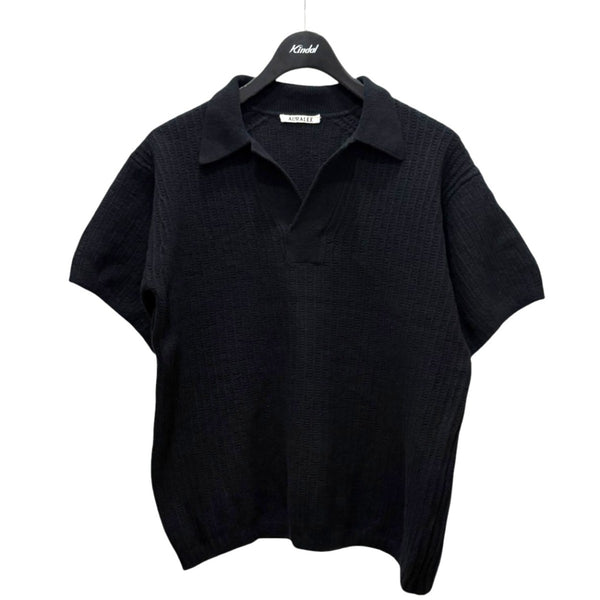 AURALEE オーラリー　ポロシャツ　ブラック AURALEE(オーラリー) BRUSHED COTTON WOOL RIB KNIT SKIPPER