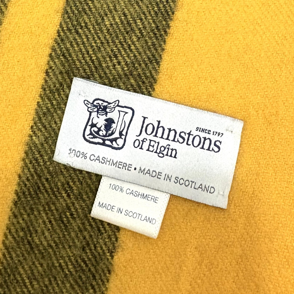 JOHNSTONS OF ELGIN カシミヤチェック大判ショール 古着・中古-4枚目のアイテム画像
