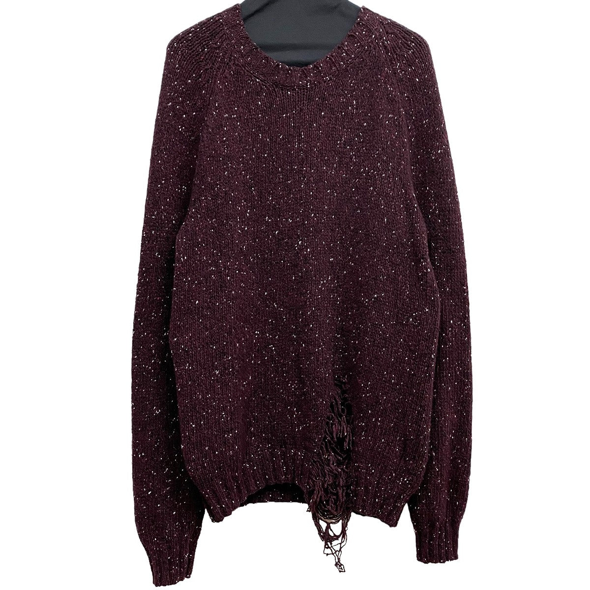 Maison Margiela10 19AW Destroyed Crew Neck Knitデストロイダメージ加工ローゲージニット 古着・中古-1枚目のアイテム画像