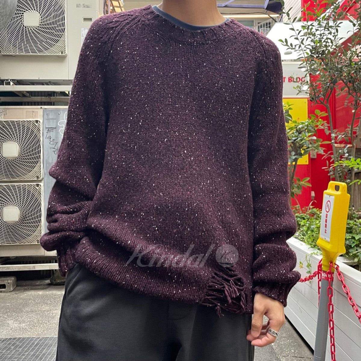 Maison Margiela10 19AW Destroyed Crew Neck Knitデストロイダメージ加工ローゲージニット 古着・中古-2枚目のアイテム画像