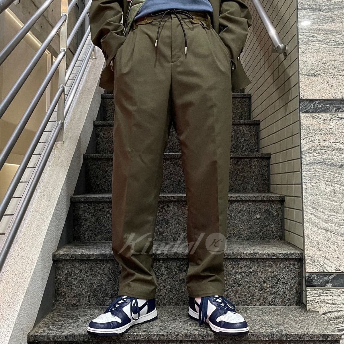 sacai(サカイ) 21SS Suiting Pantsスーチング切替ベルテッドドローコードパンツスラックス