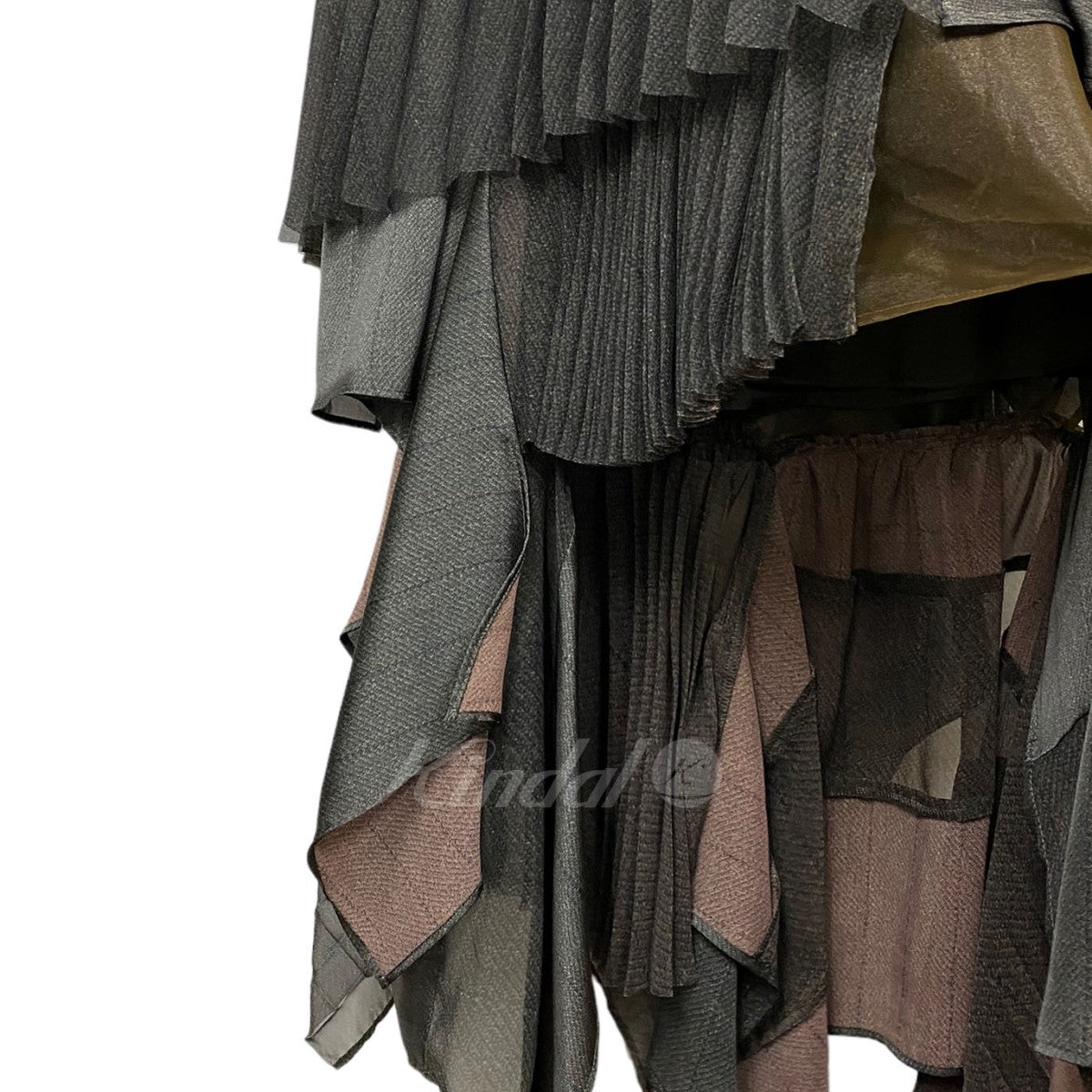 sacai(サカイ) 22AW Chalk Stripe Skirt切替プリーツレイヤードアシンメトリースカート