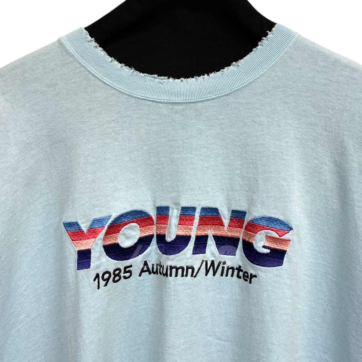 21AW YOUNG Embroidery Tee ダメージ加工ロングスリーブ ロンT