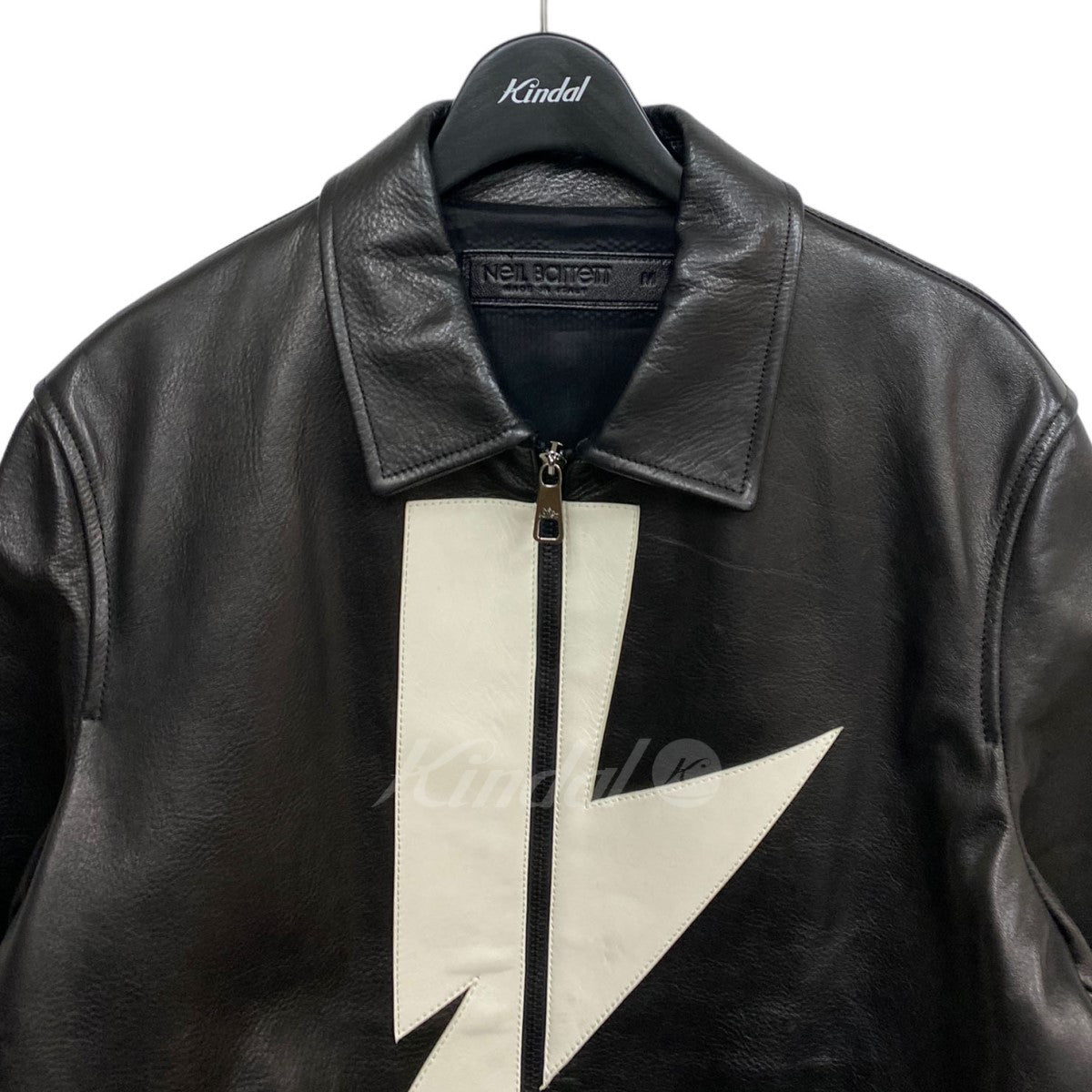 Neil Barrett(ニールバレット) Bolt Varsity Jacket稲妻レザーZIPジャケット ブラック サイズ  14｜【公式】カインドオルオンライン ブランド古着・中古通販【kindal】