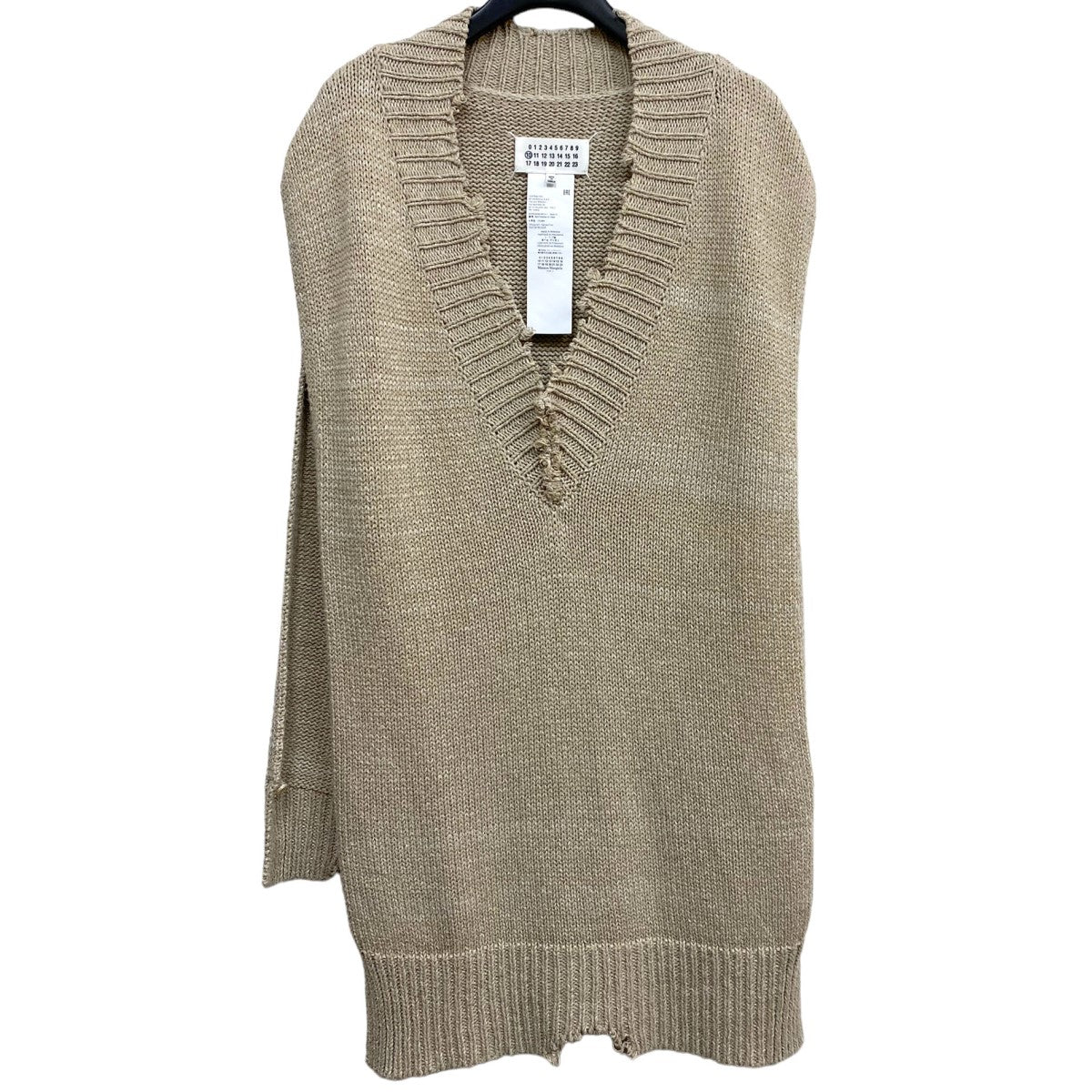 Maison Margiela10 22SSコットンセルロースヘンプニットベスト ダメージ加工オーバーサイズ 古着・中古-1枚目のアイテム画像