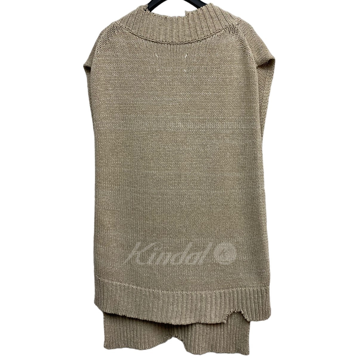 Maison Margiela10 22SSコットンセルロースヘンプニットベスト ダメージ加工オーバーサイズ 古着・中古-4枚目のアイテム画像
