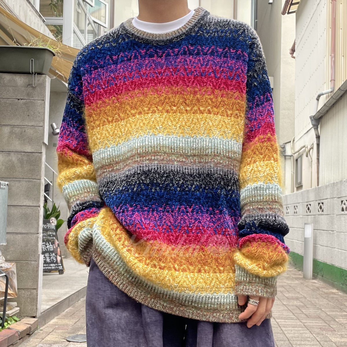 MARNI 22AW Viscose Wool Knit Maltiモヘヤクレイジーパターンオーバーサイズニット 古着・中古-2枚目のアイテム画像
