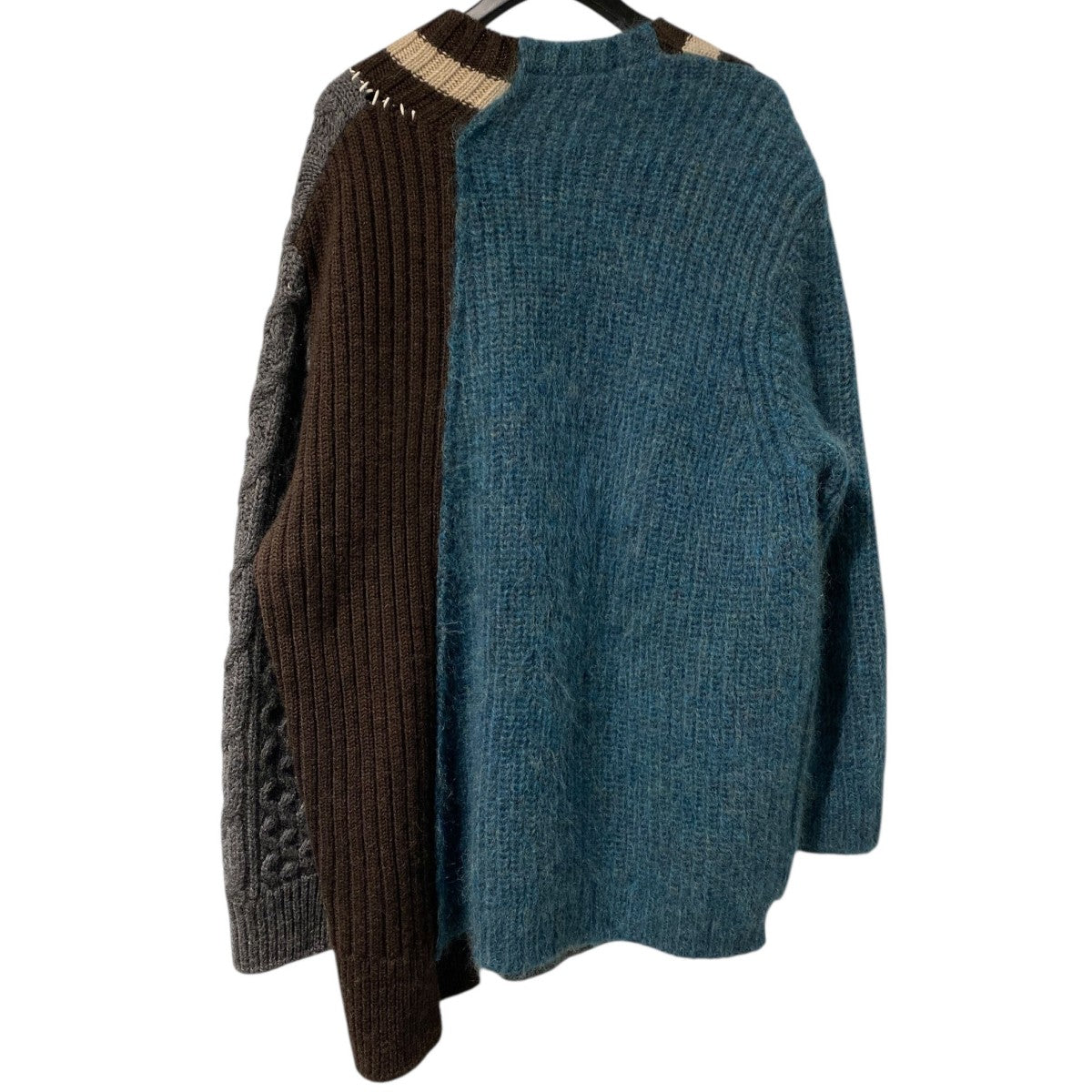 ボリュームウール×キッドモヘアCRAZY PATTERN KNITドッキングニットセーター