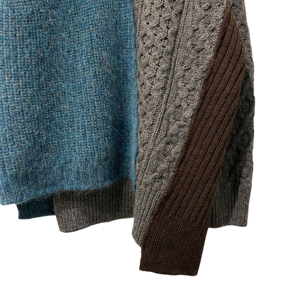 ボリュームウール×キッドモヘアCRAZY PATTERN KNITドッキングニットセーター