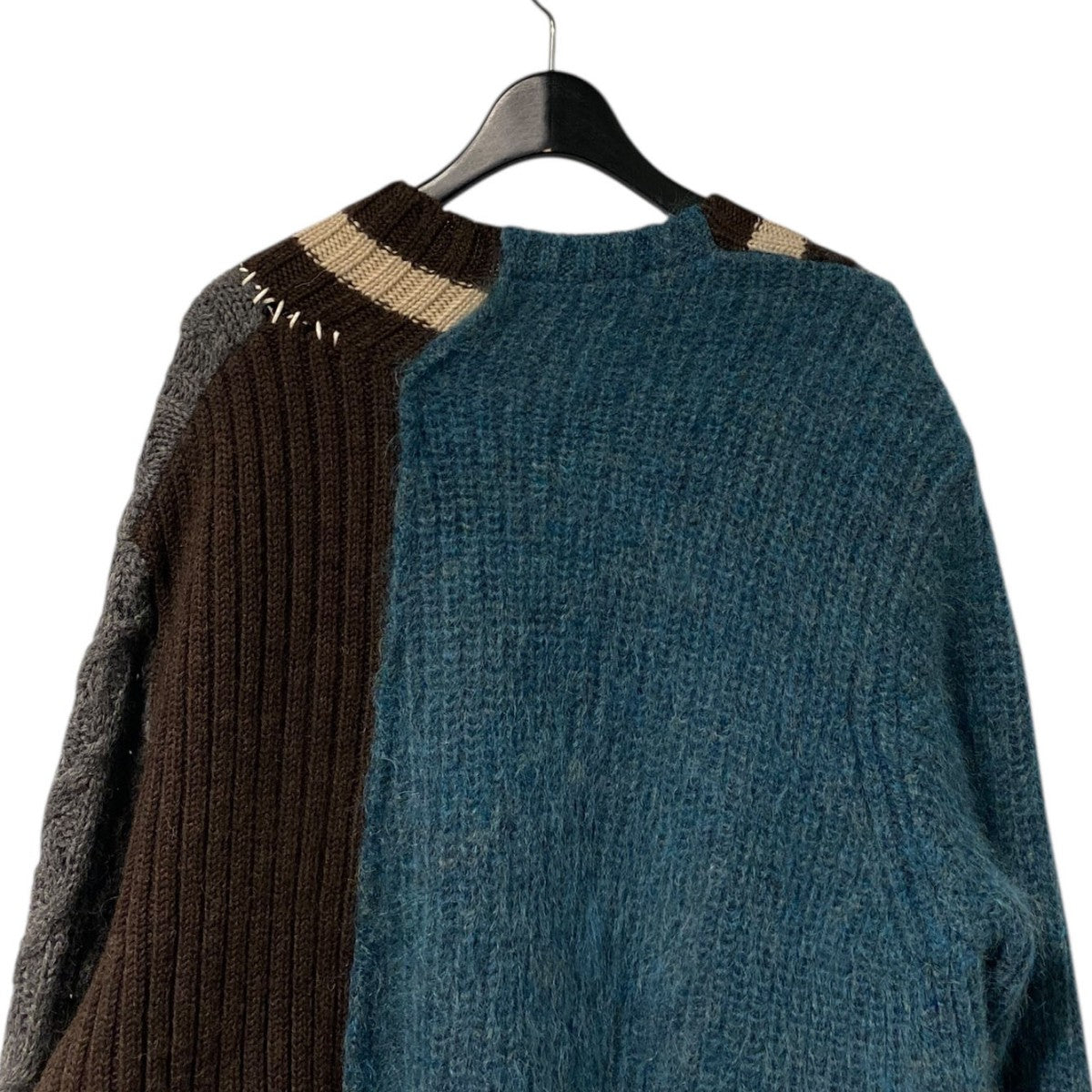 ボリュームウール×キッドモヘアCRAZY PATTERN KNITドッキングニットセーター