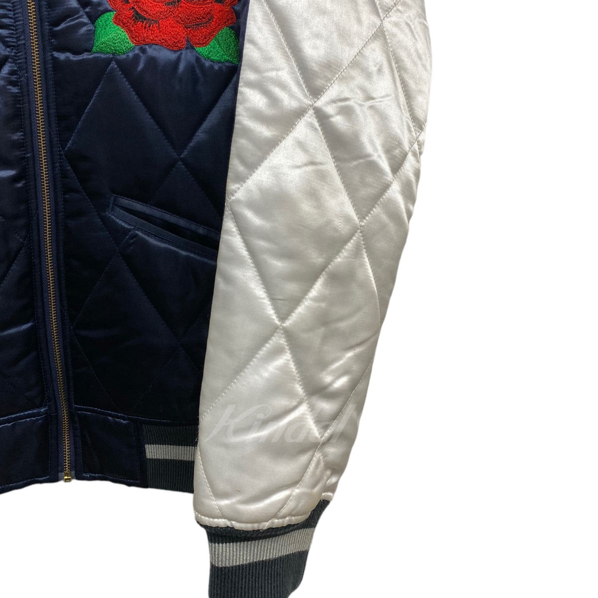 SUPREME(シュプリーム) 13AW Quilted Satin Bomber Roseローズ刺繍ZIPスカジャンボンバー