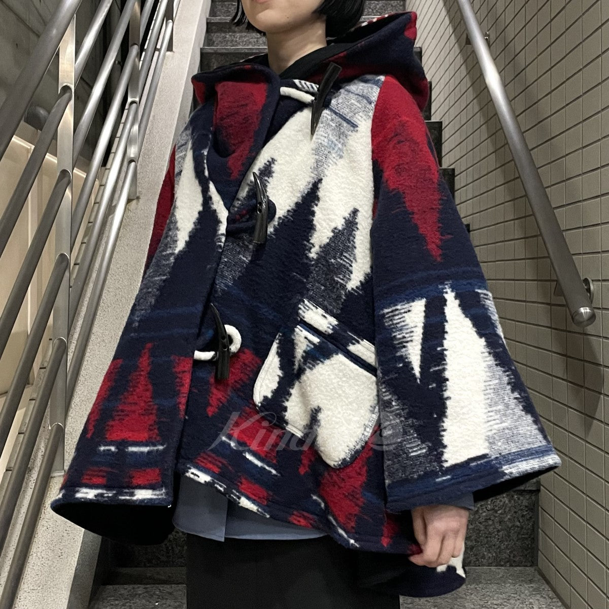 Pendleton×Lindsey Thornburg L’Appartement 14AWブランケットケープオーバーサイズポンチョコート 古着・中古-2枚目のアイテム画像