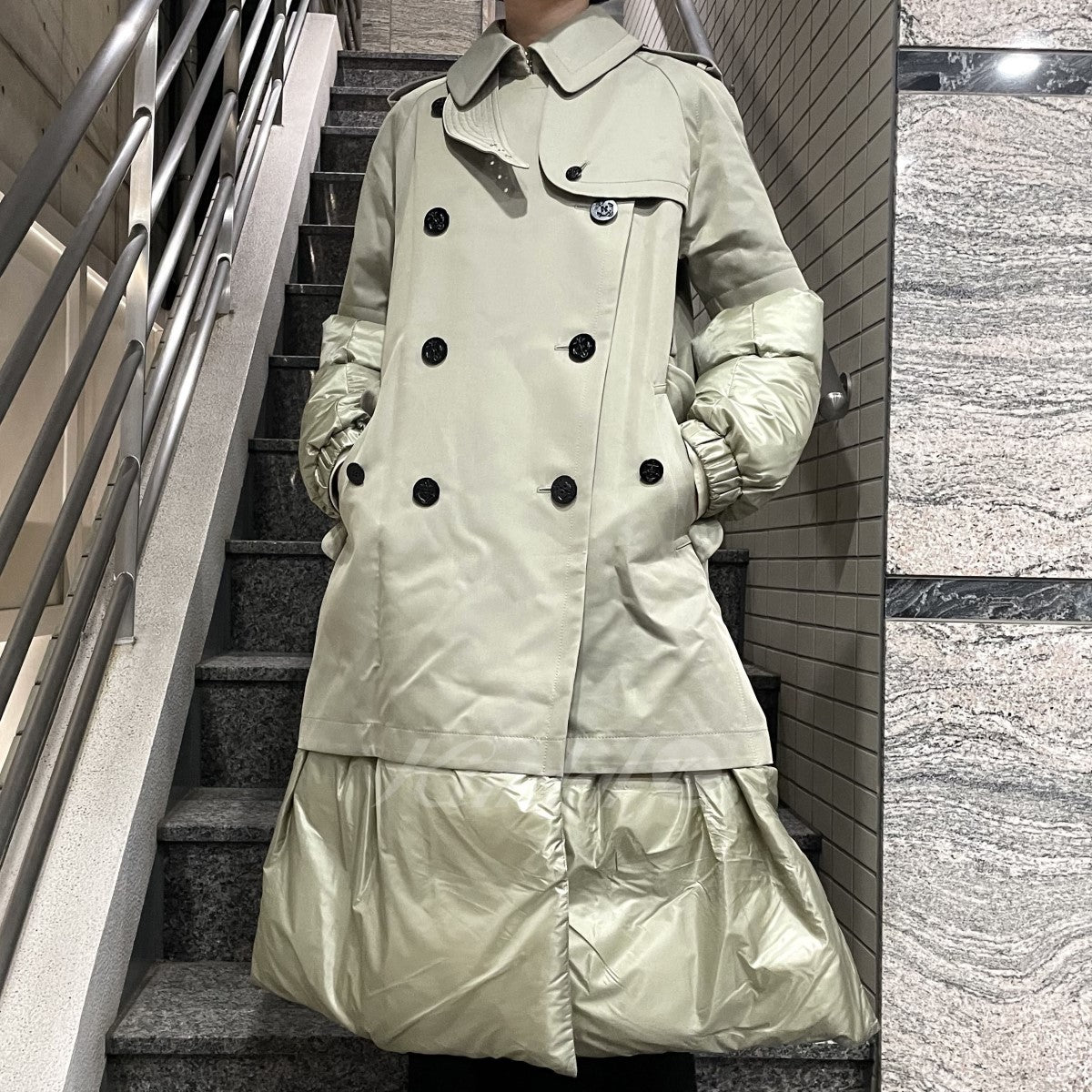 sacai 22AWCOTTON GABARDINE×PADDED COAT中綿コットンギャバドッキングコート 古着・中古-2枚目のアイテム画像