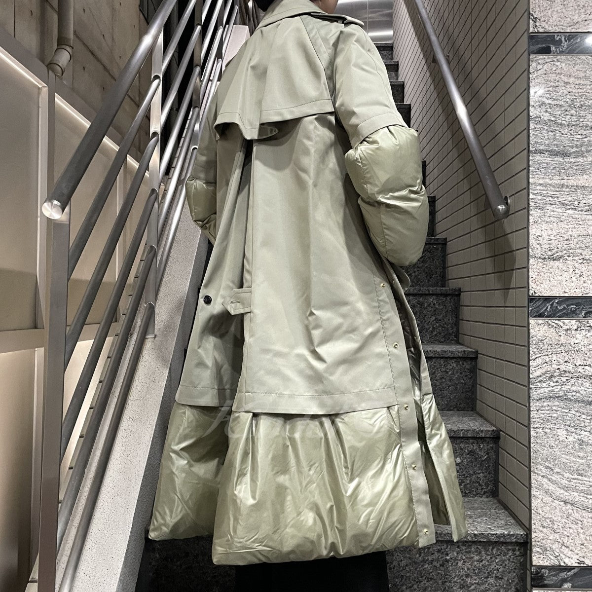 sacai 22AWCOTTON GABARDINE×PADDED COAT中綿コットンギャバドッキングコート 古着・中古-3枚目のアイテム画像