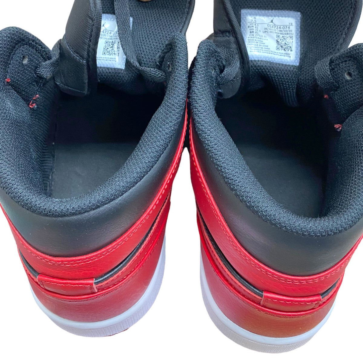 NIKE(ナイキ) 20年製 AIR JORDAN 1 MID BREDエアジョーダン1黒赤ブレッドスニーカー靴
