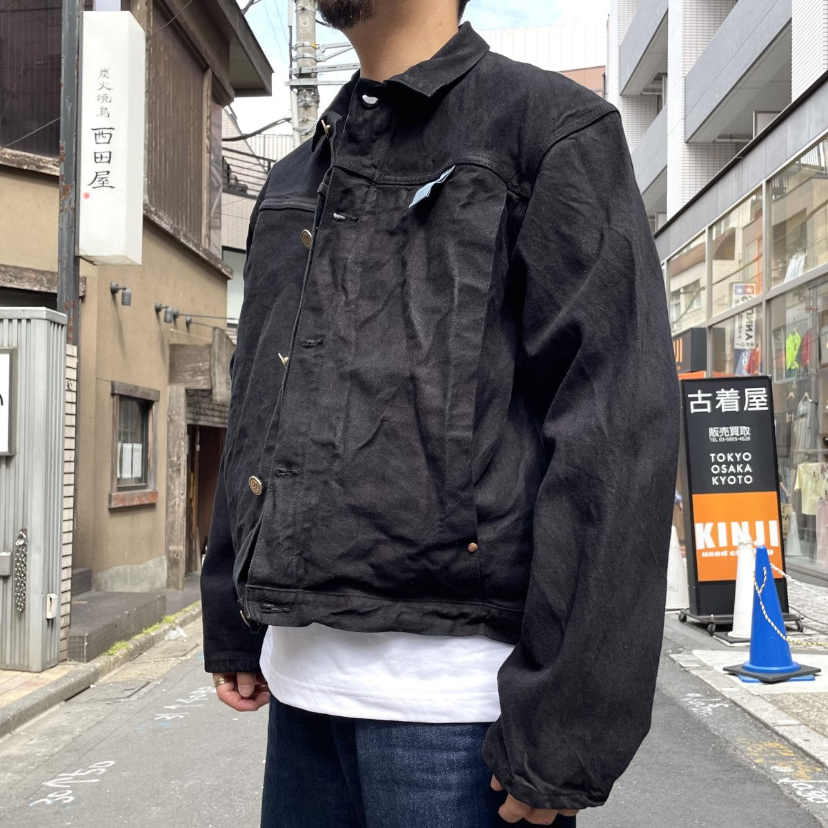 TENDER Co．(テンダー コー) Pleat Pocket Jeans Jacket TYPE 901 Hadal Green染加工 デニムジャケット ブラックインディゴ サイズ 5｜【公式】カインドオルオンライン ブランド古着・中古通販【kindal】