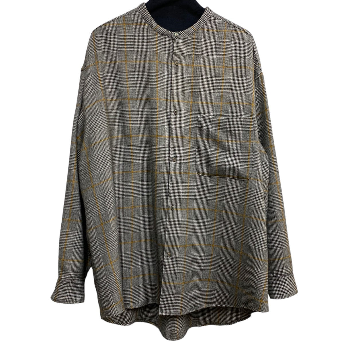 Graphpaper(グラフペーパー) Wool Check Band Collar Big Sleeve  Shirtウールチェックバンドカラーオーバーサイズシャツ