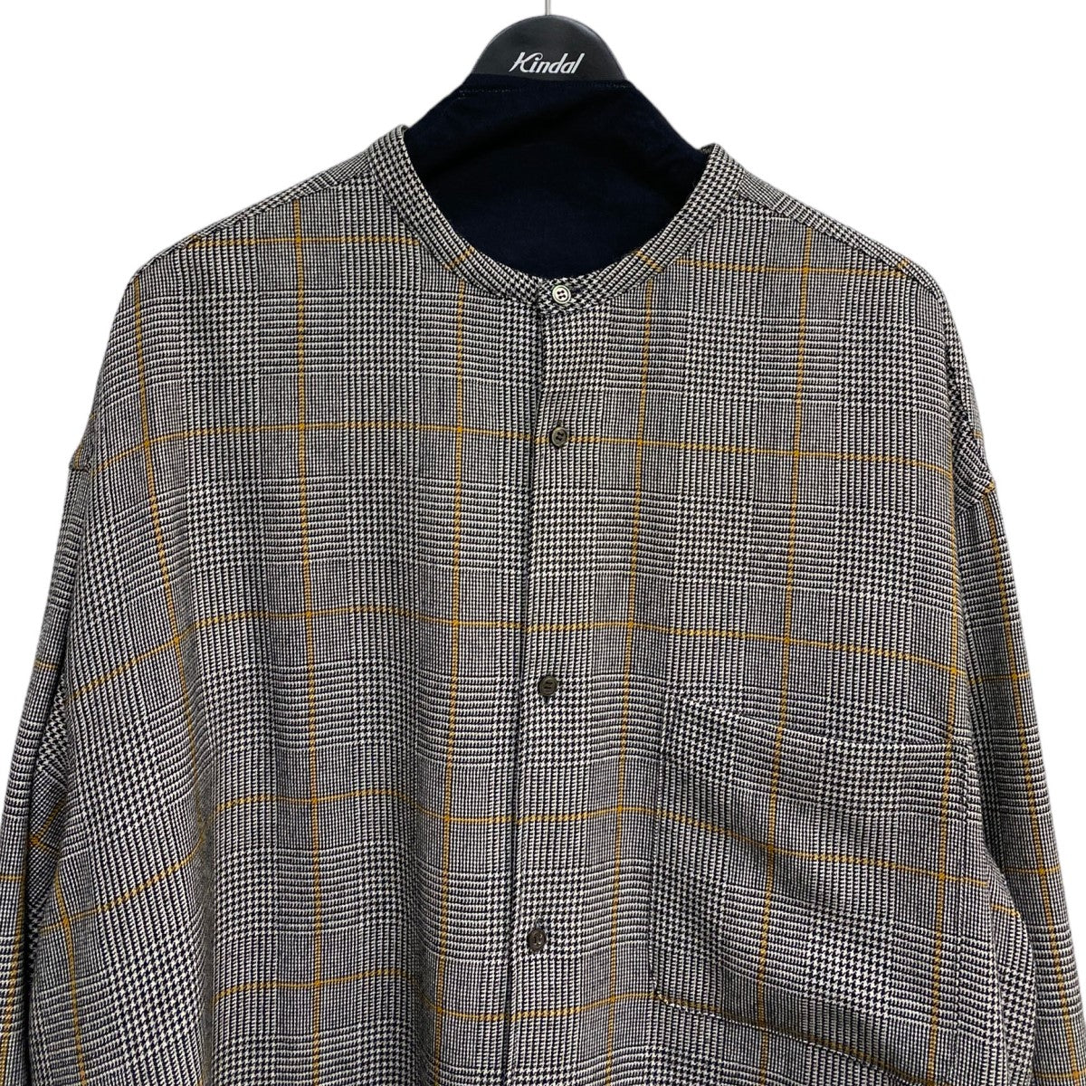 Graphpaper(グラフペーパー) Wool Check Band Collar Big Sleeve  Shirtウールチェックバンドカラーオーバーサイズシャツ