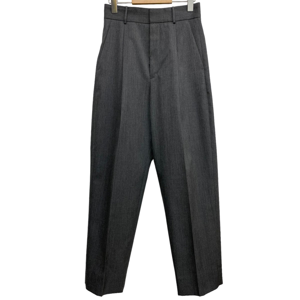 ATON ウール タックパンツ BLACK ATON エイトン WOOL GABARDINE WIDE TWO TUCKED PANYS ウール
