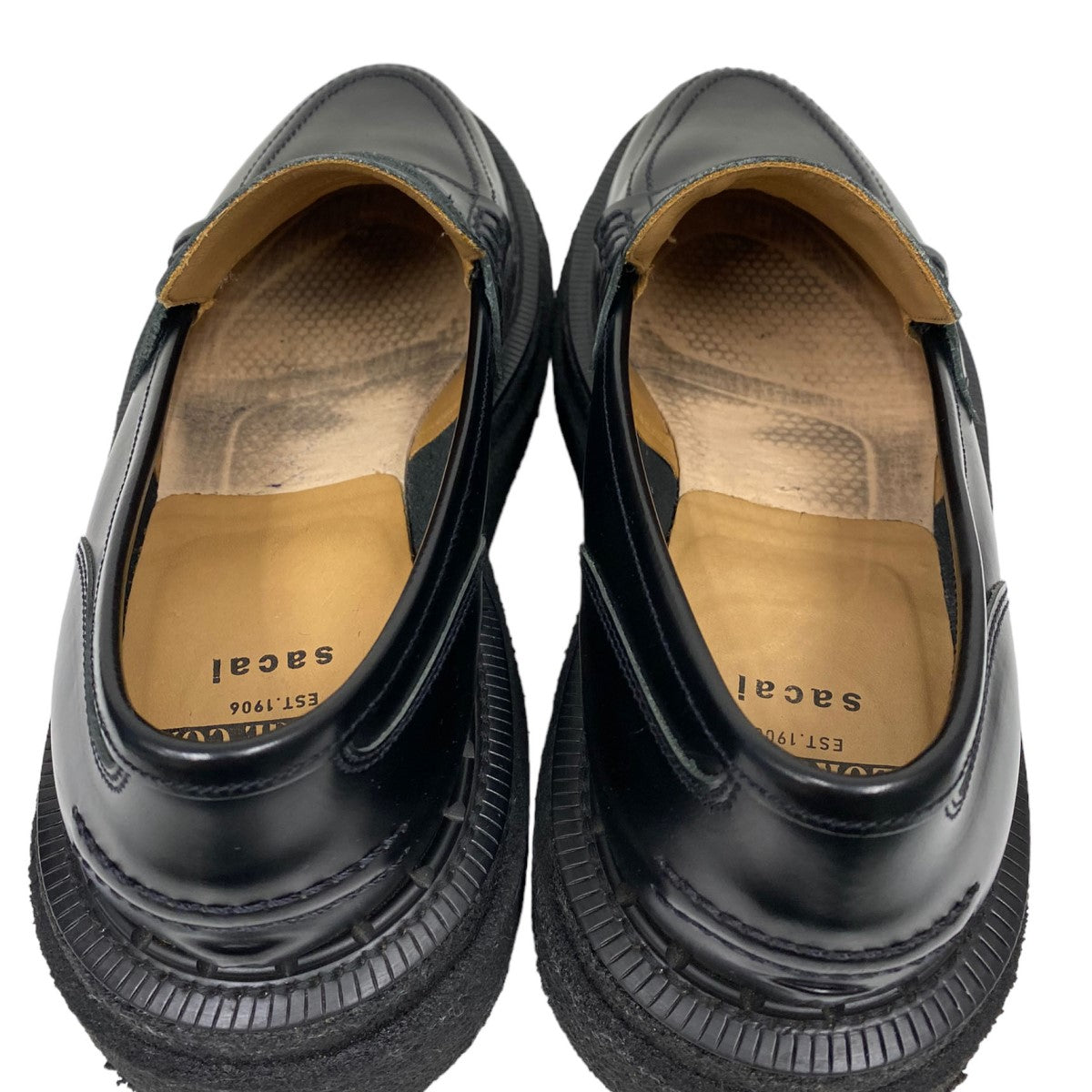 sacai×GEORGE COX 21AWDouble Sole Coin Loaferダブルソールコインローファーレザーシューズ靴 ブラック サイズ  US10(28cm) ※実際のサイズ感28.5-29cm｜【公式】カインドオルオンライン ブランド古着・中古通販【kindal】