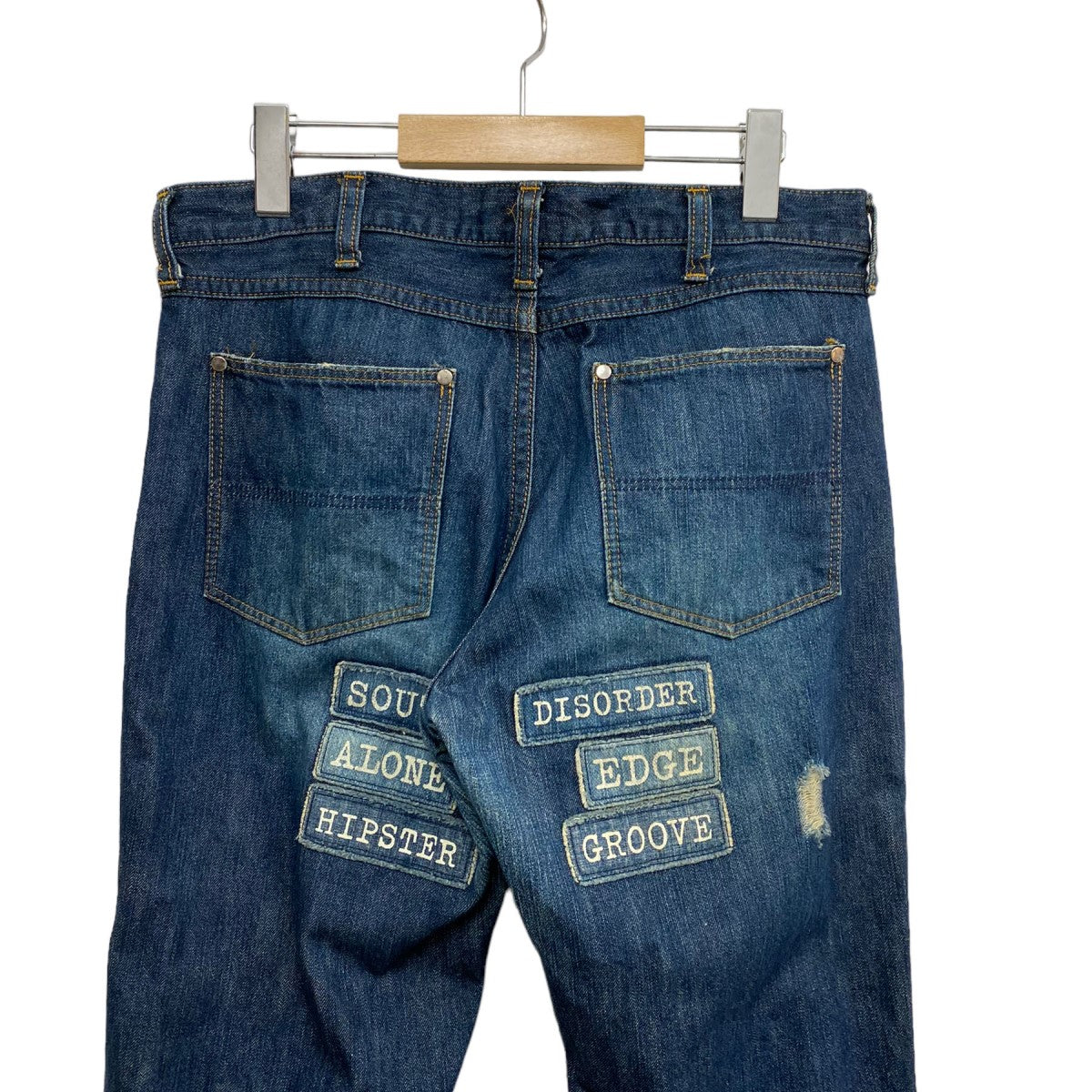 NUMBER (N)INE(ナンバーナイン) 02SSmodern age期Emblem Patch Work Damage Denimモダンエイジ  アーカイブARCHIVEパッチワークダメージデニムパンツ インディゴ サイズ 4(84CM)｜【公式】カインドオルオンライン  ブランド古着・中古通販【kindal】