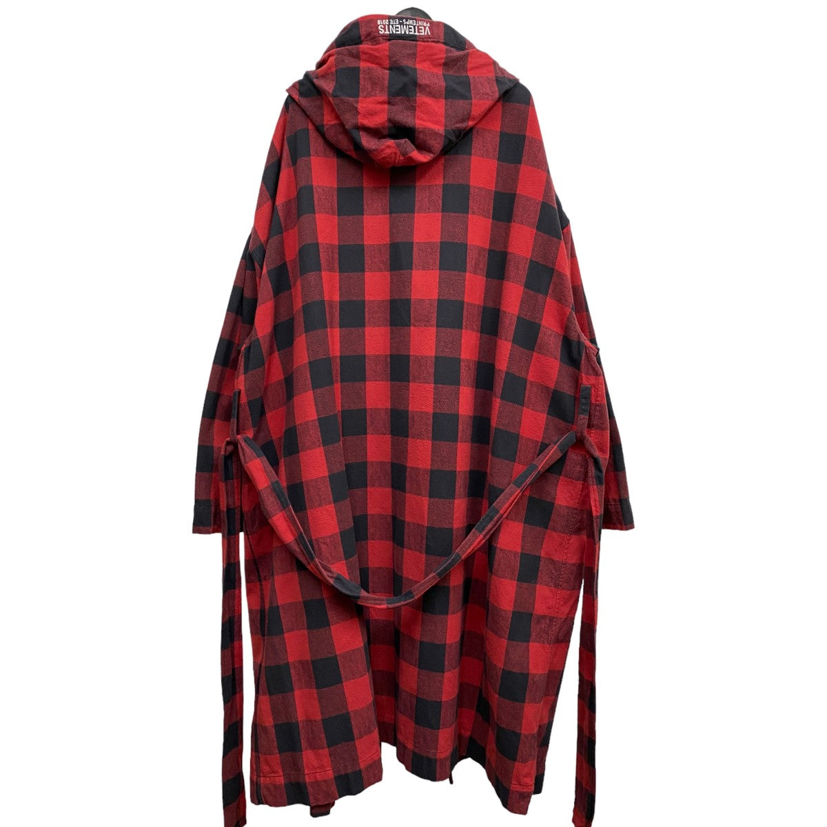 VETEMENTS(ヴェトモン) 18SSLight Flannel Block-Checked Gown  Coatライトフランネルブロックチェックオーバーサイズシャツコートジャケット