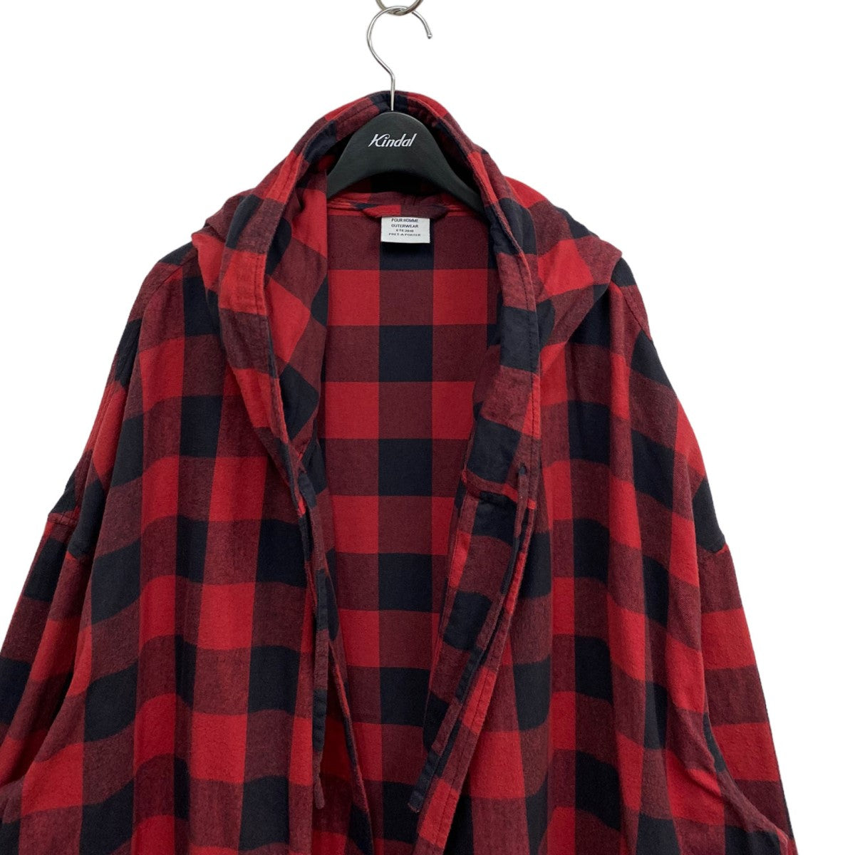 VETEMENTS(ヴェトモン) 18SSLight Flannel Block-Checked Gown Coatライトフランネルブロックチェック オーバーサイズシャツコートジャケット レッド×ブラック サイズ S(オーバーサイズ)｜【公式】カインドオルオンライン  ブランド古着・中古通販【kindal】