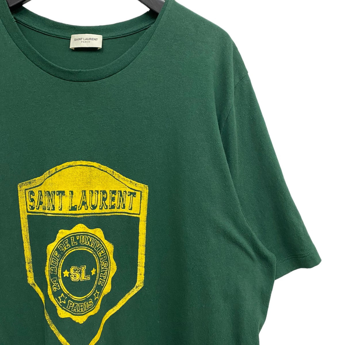 Saint Laurent Paris 686609 YSL University T-ShirtユニバーシティカレッジダメージUSED加工Tシャツ 古着・中古-4枚目のアイテム画像
