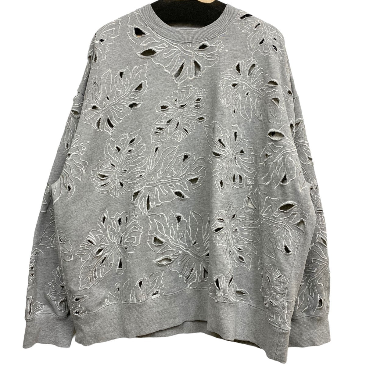 MAISON SPECIAL(メゾンスペシャル) 23SSLeaf Cutwork Embroidery Crew Neck Sweatフラワー穴あき 刺繍オーバーサイズスウェット グレー サイズ 2(オーバーサイズ)｜【公式】カインドオルオンライン ブランド古着・中古通販【kindal】