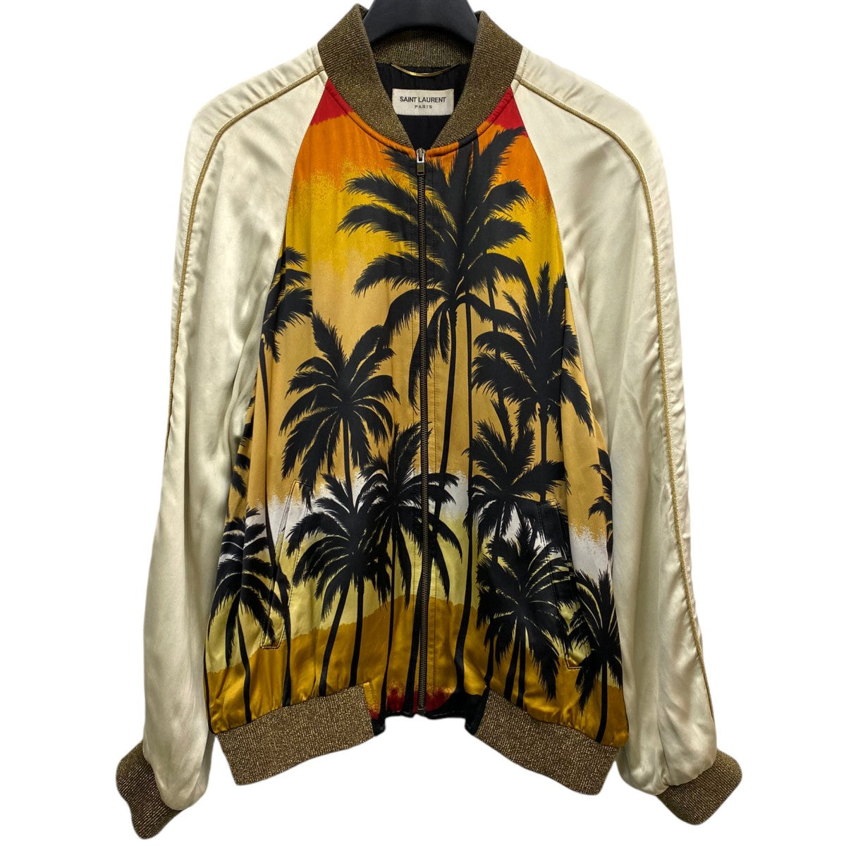 Saint Laurent Paris(サンローランパリ) Palm Tree Teddy Souvenir Jacketパームツリーテディジャケットスカジャン  アイボリー サイズ F42｜【公式】カインドオルオンライン ブランド古着・中古通販【kindal】