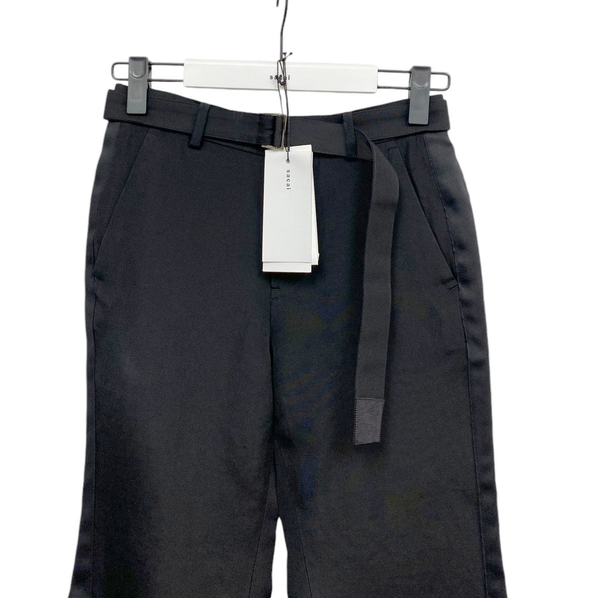 sacai 24SSDouble-Faced Silk Cotton Pantsシルクコットンサイドラインフレアパンツ 古着・中古-3枚目のアイテム画像