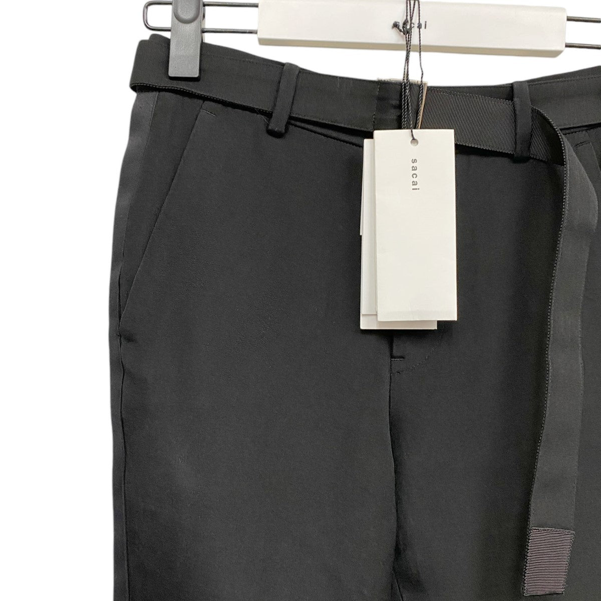 sacai 24SSDouble-Faced Silk Cotton Pantsシルクコットンサイドラインフレアパンツ 古着・中古-5枚目のアイテム画像