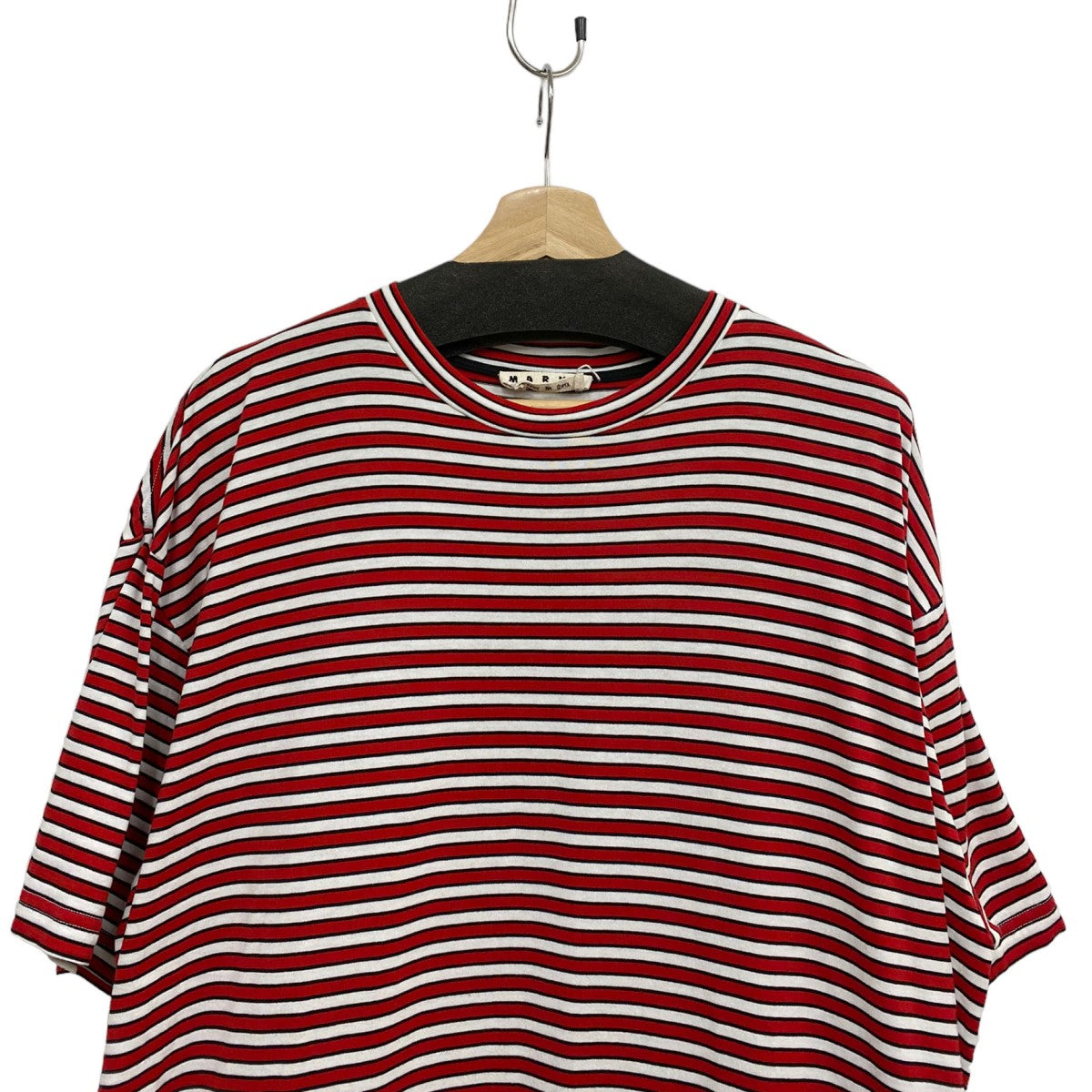MARNI(マルニ) 20SSボーダーロゴ／バイカラーTシャツ レッド×ホワイト