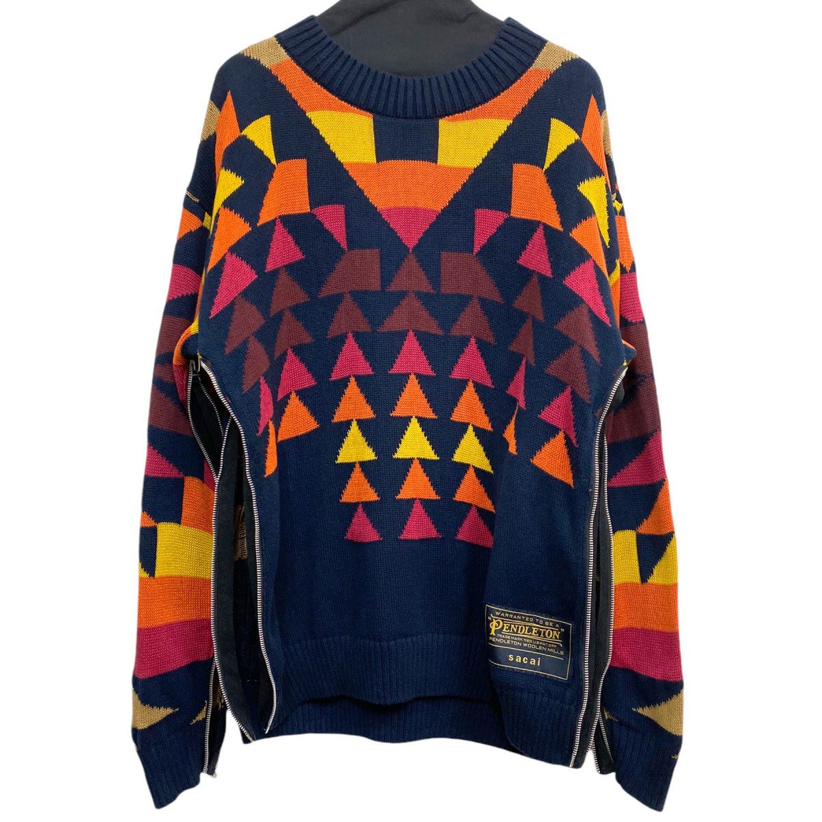 sacai PENDLETON 19AWPULLOVER SWEATER SIDE ZIPサイドジップデザインニットセーター 古着・中古-1枚目のアイテム画像