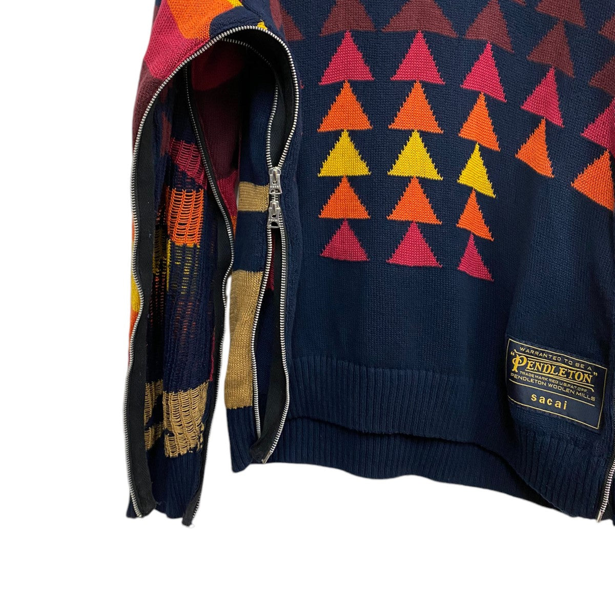 sacai PENDLETON 19AWPULLOVER SWEATER SIDE ZIPサイドジップデザインニットセーター 古着・中古-7枚目のアイテム画像