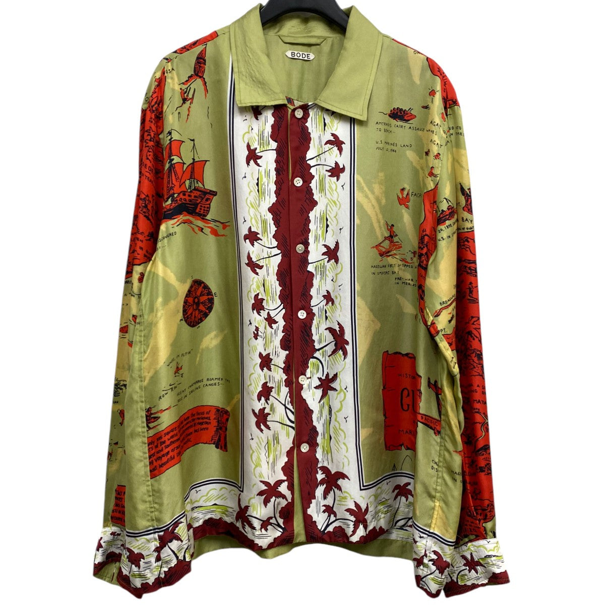 今期新作　BODE レーヨンシャツ BODE(ボーディ) 23AWGUAM LS SHIRT総柄SILKシルクアロハシャツ