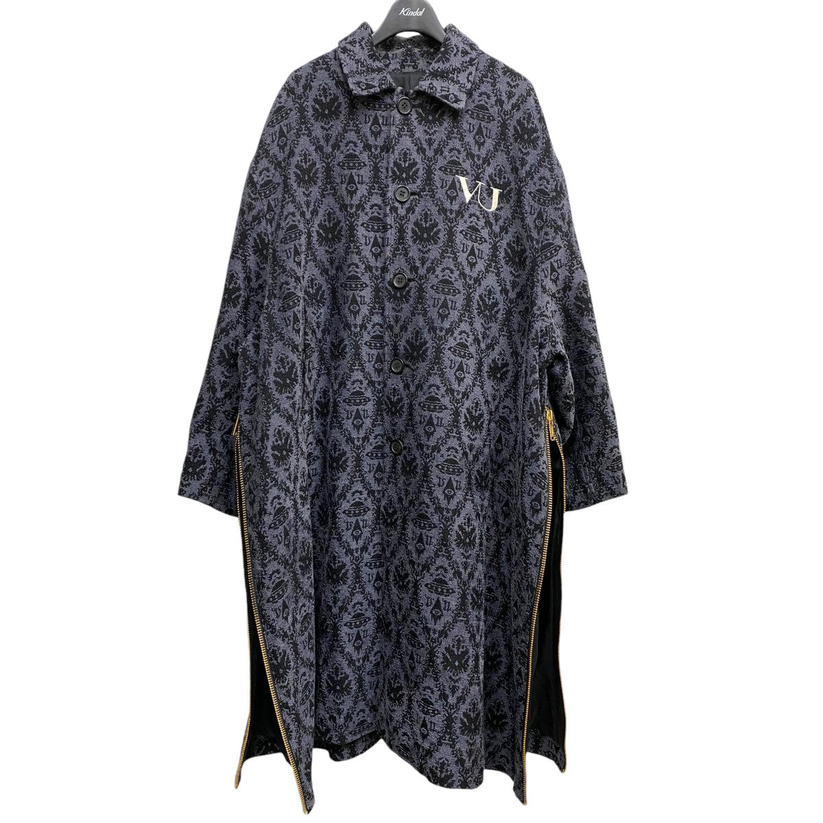 UNDERCOVER VALENTINO 19AWJQBIGステンカラーCT 総柄ジャガードサイドZIPオーバーサイズコート 古着・中古-1枚目のアイテム画像