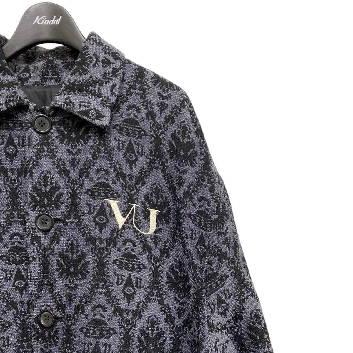 UNDERCOVER VALENTINO 19AWJQBIGステンカラーCT 総柄ジャガードサイドZIPオーバーサイズコート 古着・中古-5枚目のアイテム画像