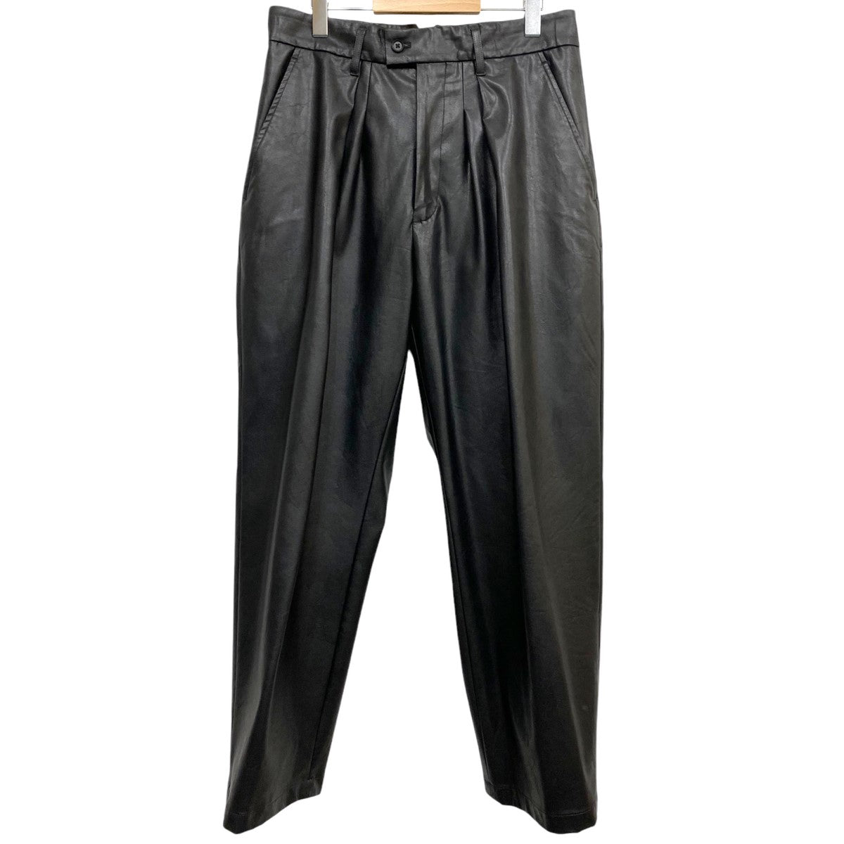 Ex Wide Tapered Trousers Leatherフェイクレザーワイドタックテーパードパンツ