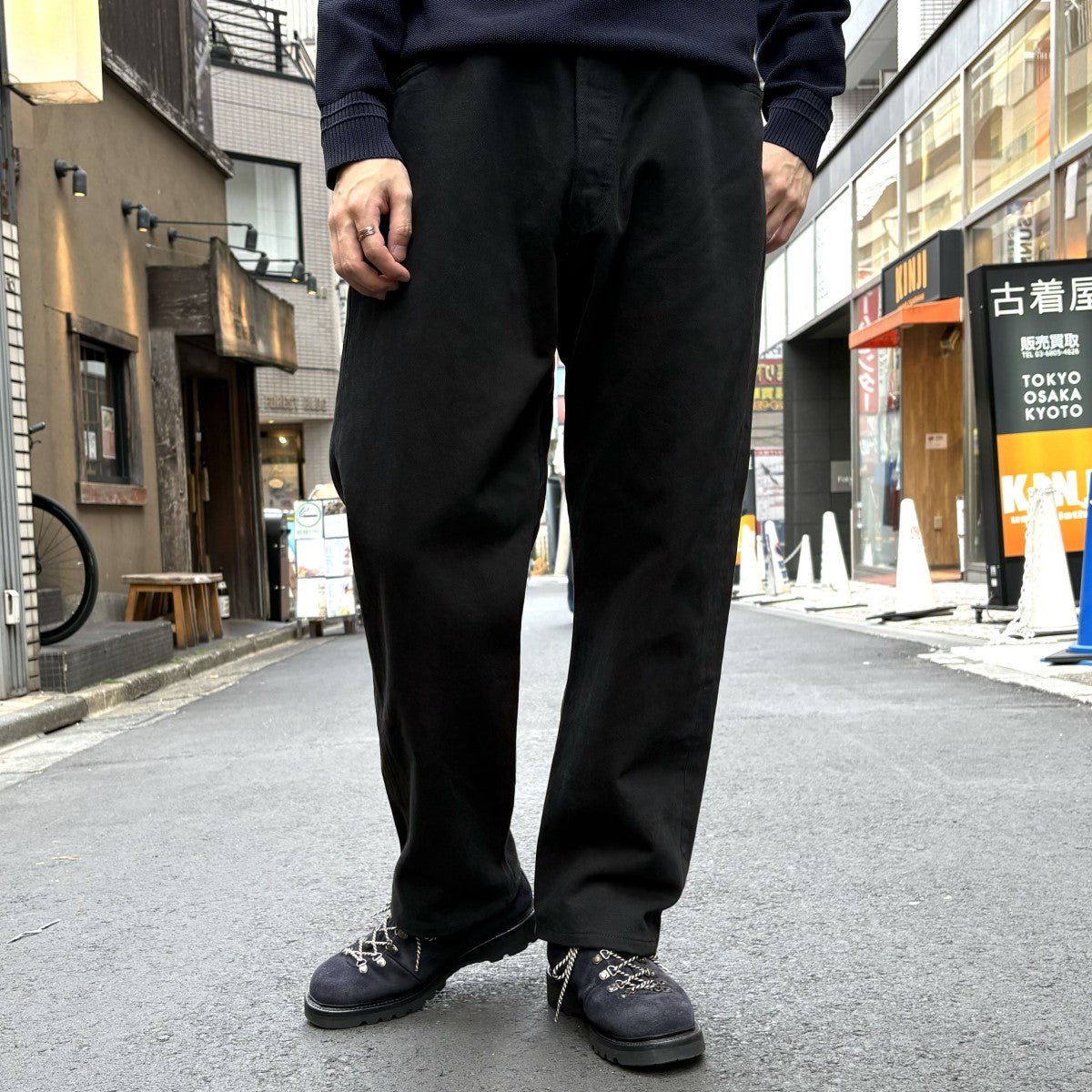 Karmann MEXICO 501 Customize Wide Denim Pants Black Edgeリメイク再構築ワイドデニムパンツ