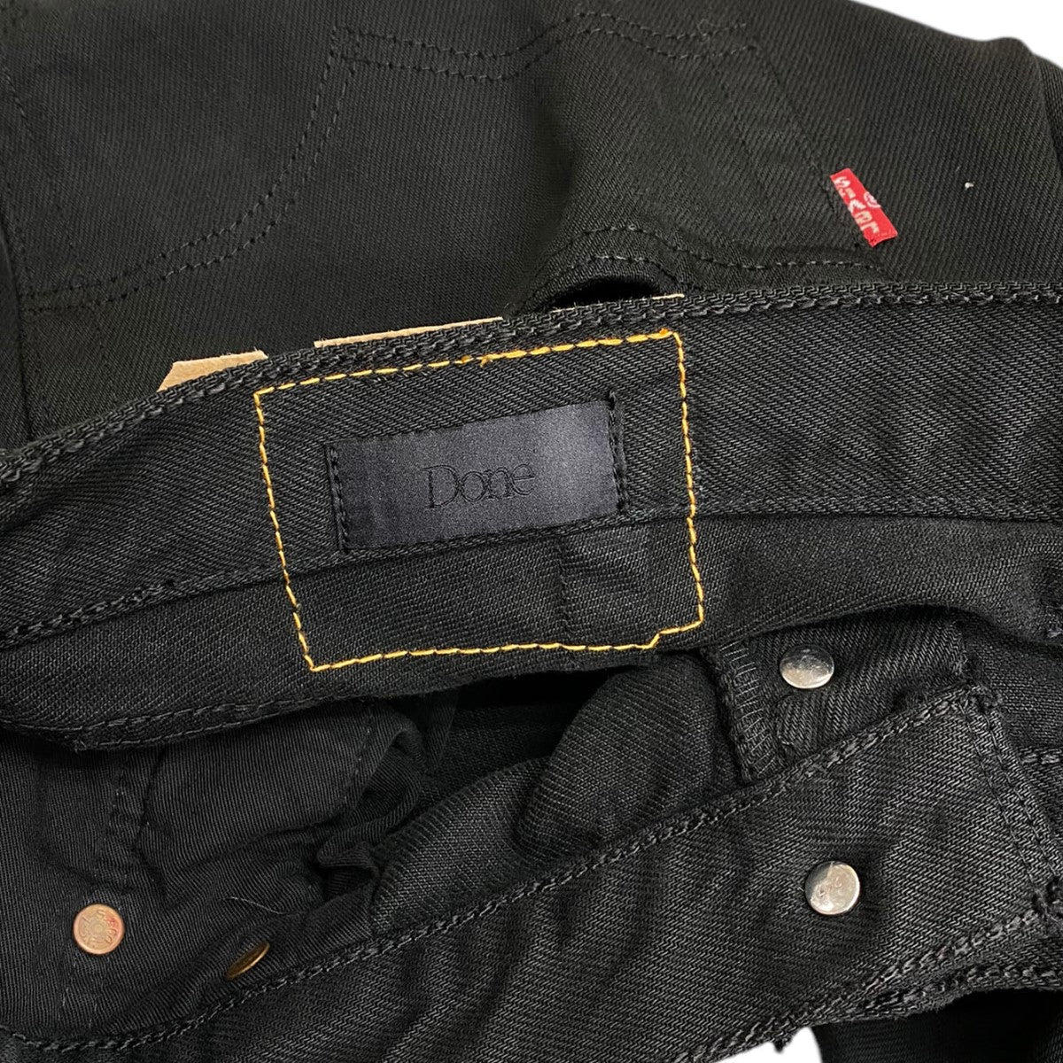 Karmann MEXICO 501 Customize Wide Denim Pants Black Edgeリメイク再構築ワイドデニムパンツ