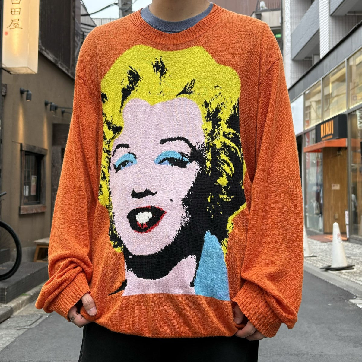 JUNYA WATANABE MAN Andy Warhol 23SS多素材MIX天竺インターシャMarilyn Monroeマリリンモンローニットセーター 古着・中古-2枚目のアイテム画像