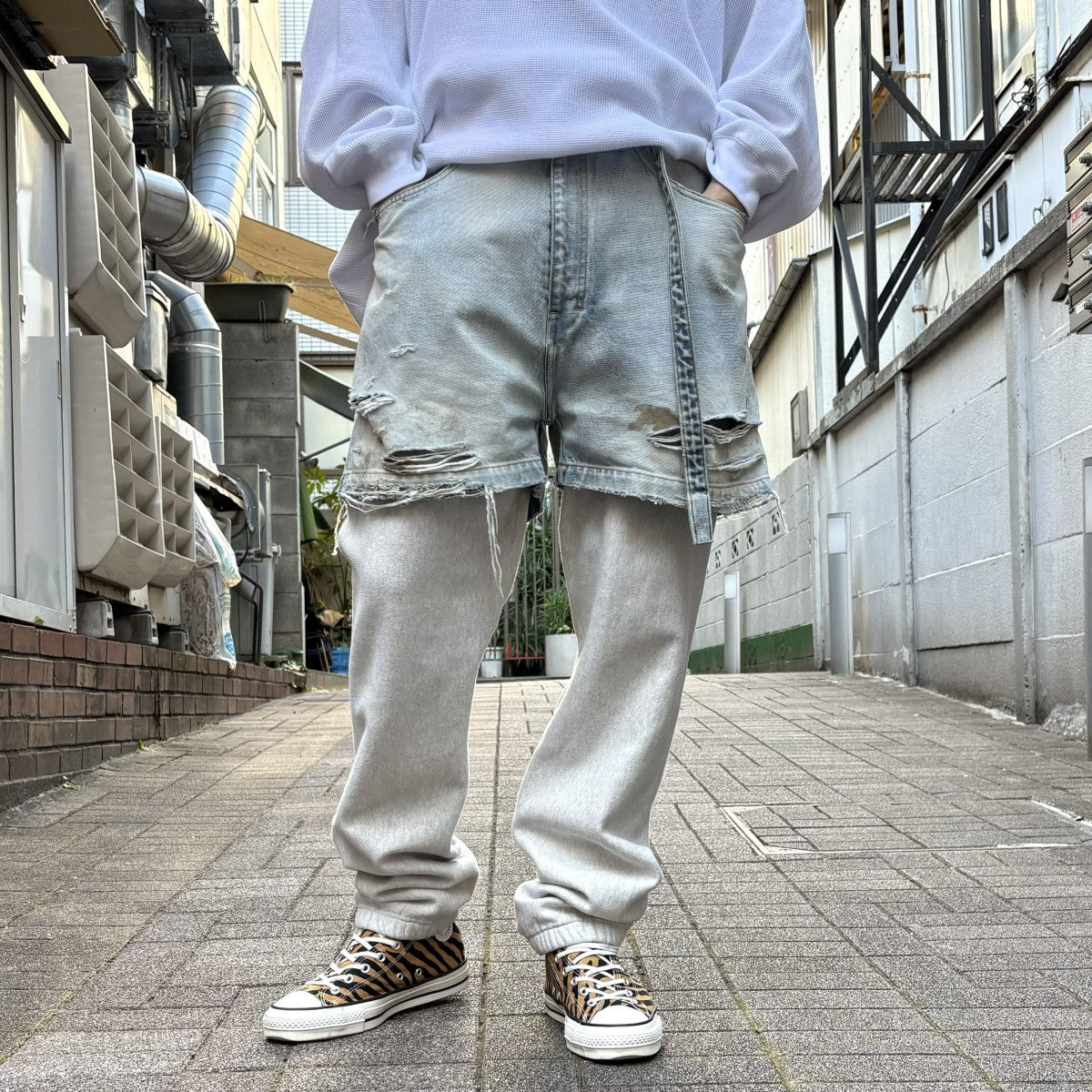 ANCELLM 23SS CRASH DENIM SHORTS クラッシュデニム ANCELLM(アンセルム) CRASH DENIM SHORTS USEDダメージ