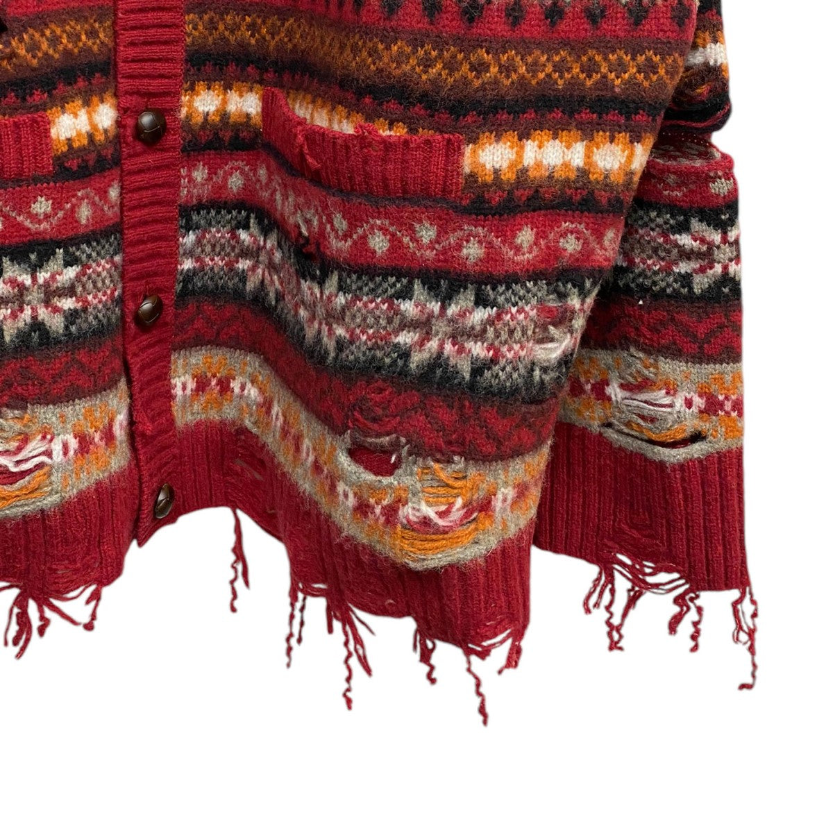 doublet 24AWOversized Fair-isle Cardiganオーバーサイズニットカットオフカーディガン 古着・中古-5枚目のアイテム画像