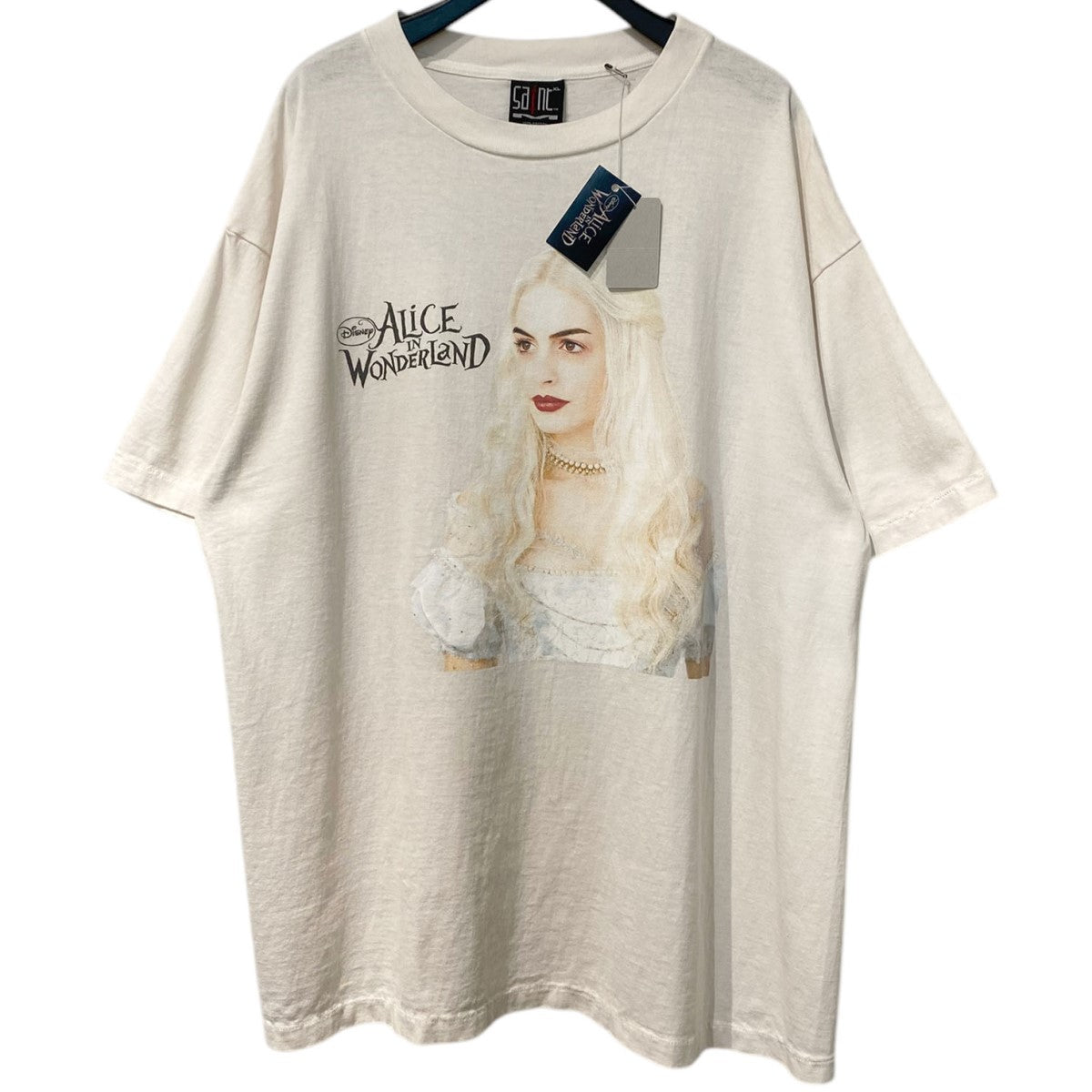 SAINT MICHAEL×DISNEY Alice In Wonderland S／S T-SHIRT WHITE QN WHITE USEDヴィンテージ加工プリントTシャツ 古着・中古-1枚目のアイテム画像