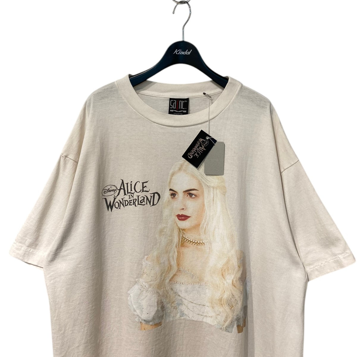 SAINT MICHAEL×DISNEY Alice In Wonderland S／S T-SHIRT WHITE QN WHITE USEDヴィンテージ加工プリントTシャツ 古着・中古-3枚目のアイテム画像