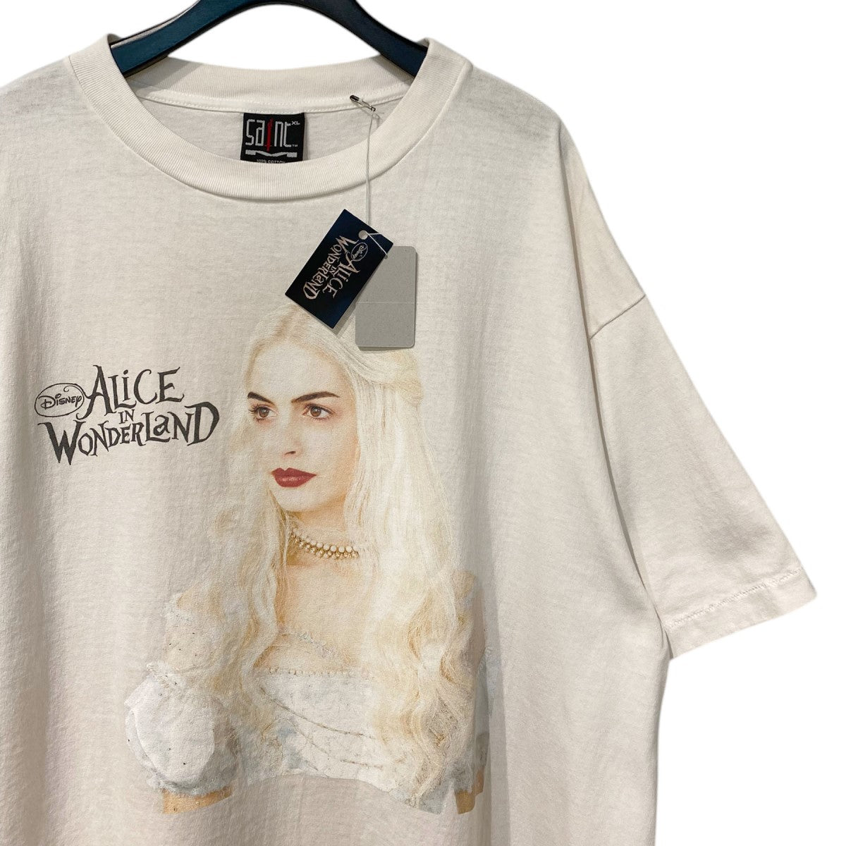 SAINT MICHAEL×DISNEY Alice In Wonderland S／S T-SHIRT WHITE QN WHITE USEDヴィンテージ加工プリントTシャツ 古着・中古-4枚目のアイテム画像