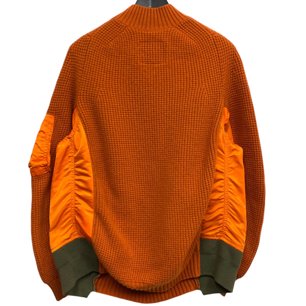 sacai Nylon Twill x Wool Knit Pulloverニット×MA-1ドッキング再構築ニット 古着・中古-3枚目のアイテム画像